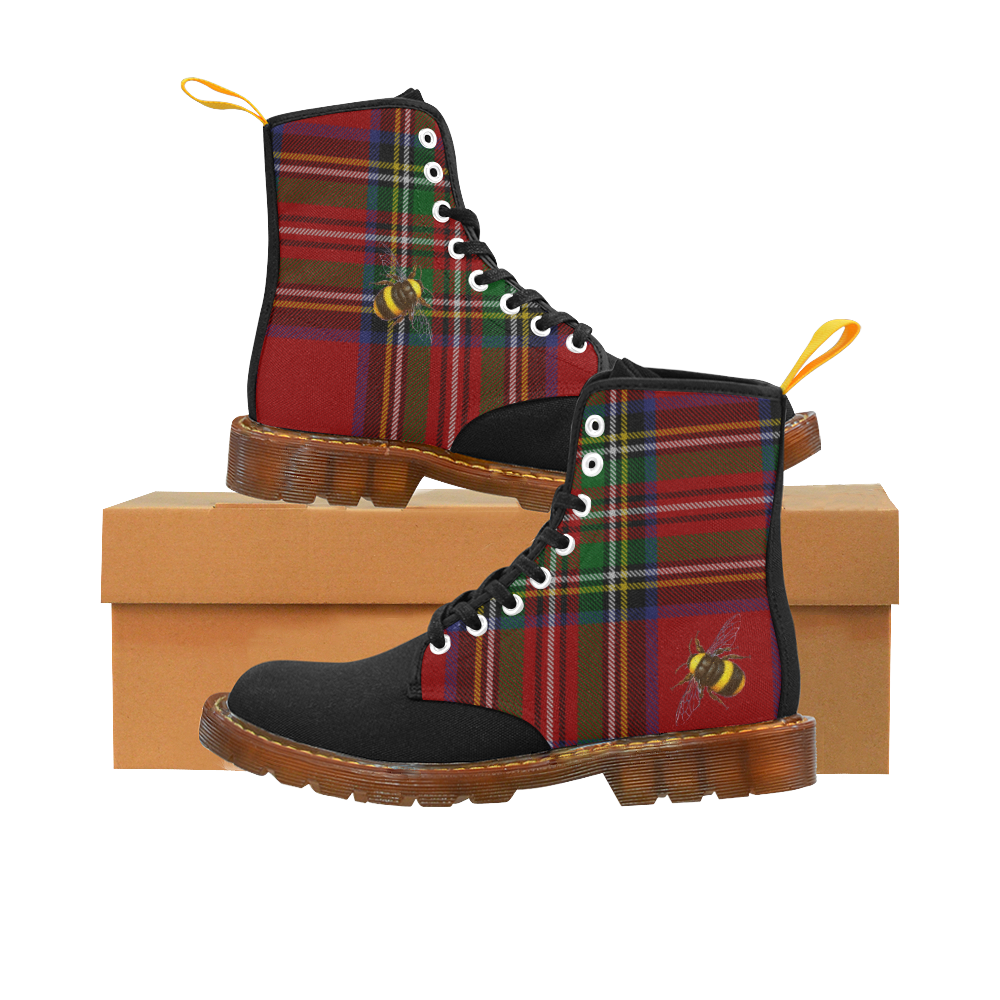 Tartan Birds and Bees Black Toe Martin Boots For Women Model 1203H