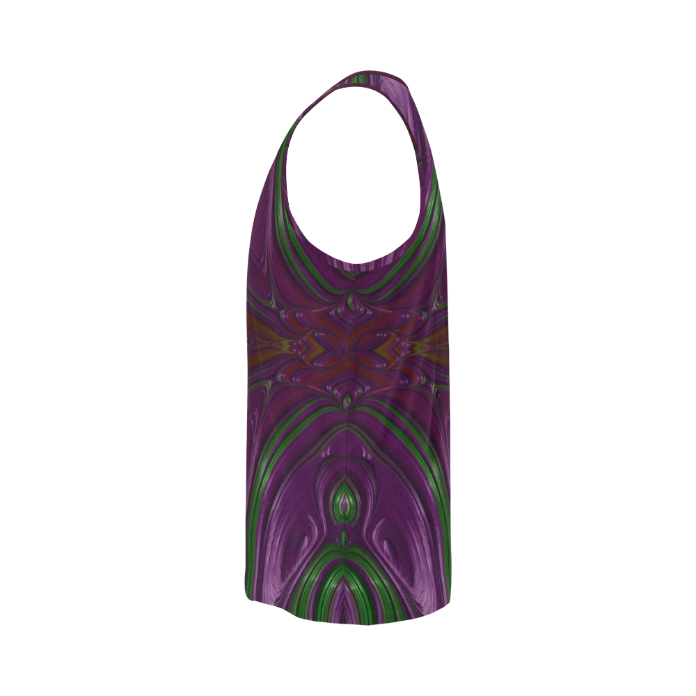 Emerald and Amethyst Jeweled Fractal Abstract All Over Print Tank Top for Men (Model T43)