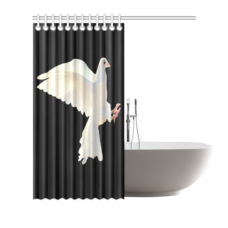 White Dove Peace Symbol Nature Bird Shower Curtain 72"x72"