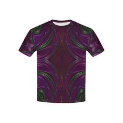 Emerald and Amethyst Jeweled Fractal Abstract Kids' All Over Print T-shirt (USA Size) (Model T40)
