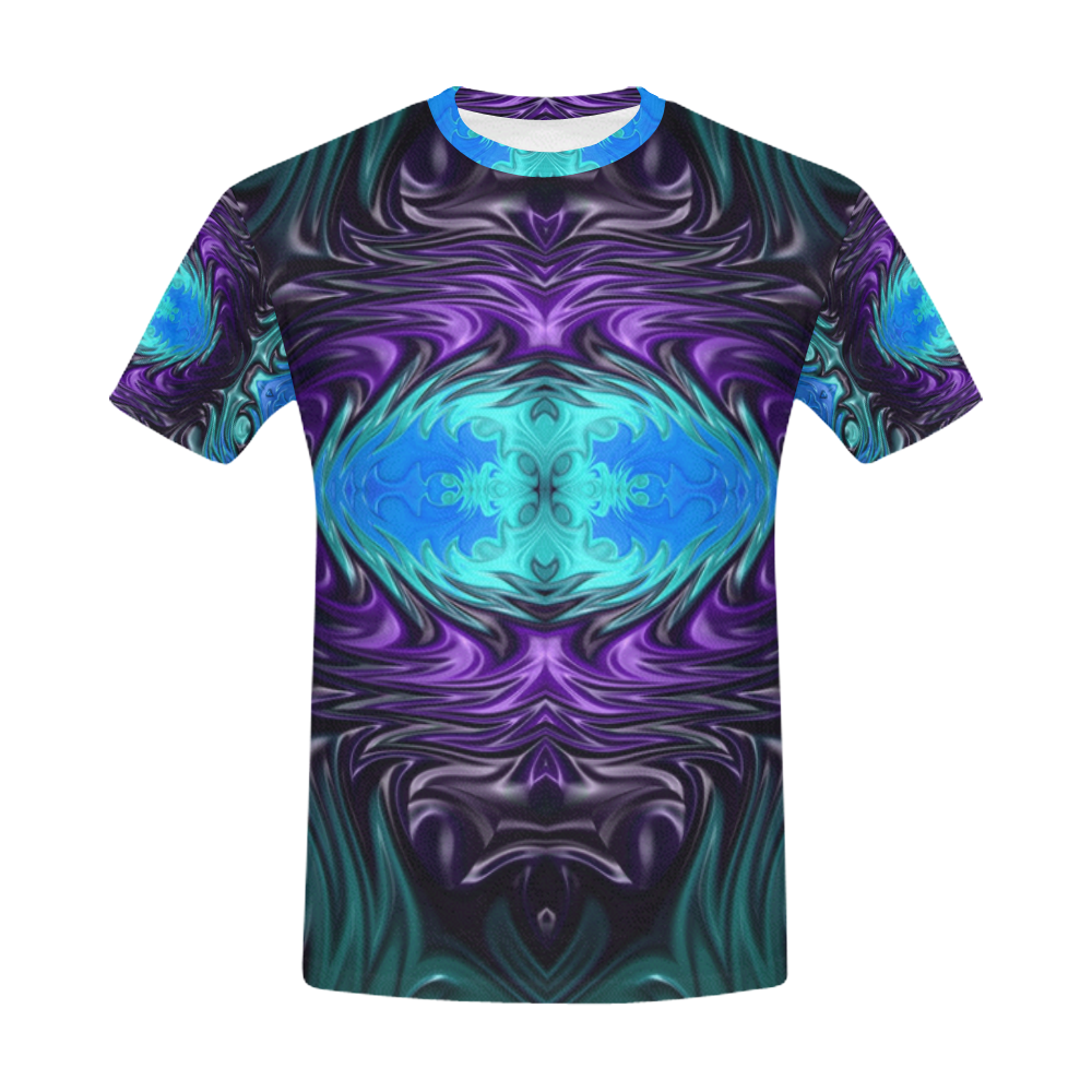 Amethyst Sapphire Turquoise Gems Fractal Abstract All Over Print T-Shirt for Men (USA Size) (Model T40)