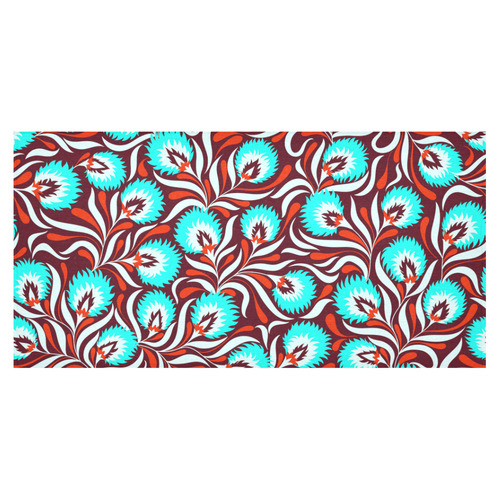 Cute Vintage Red Aqua Floral Pattern Cotton Linen Tablecloth 60"x120"