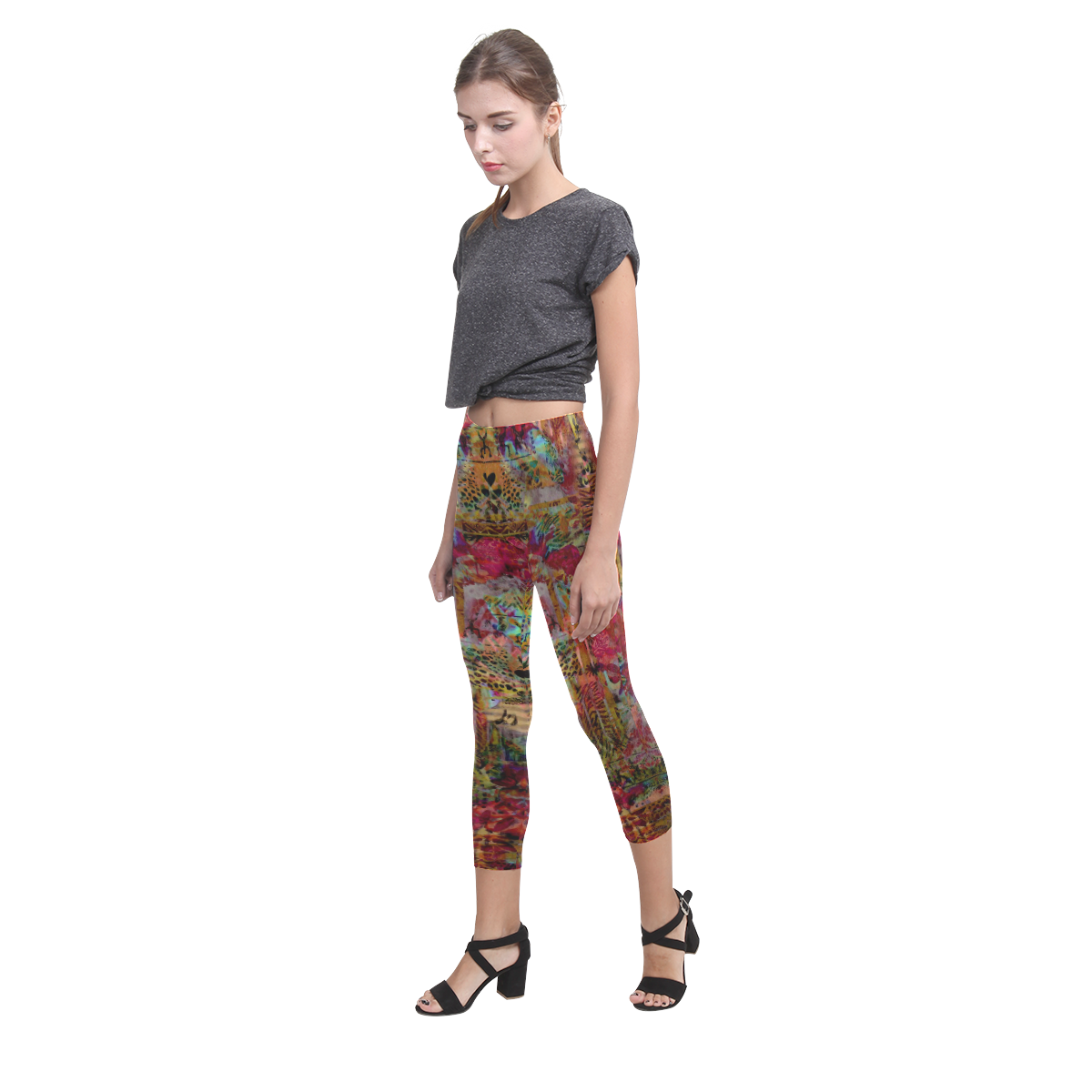 Tribal Red Capri Legging (Model L02)