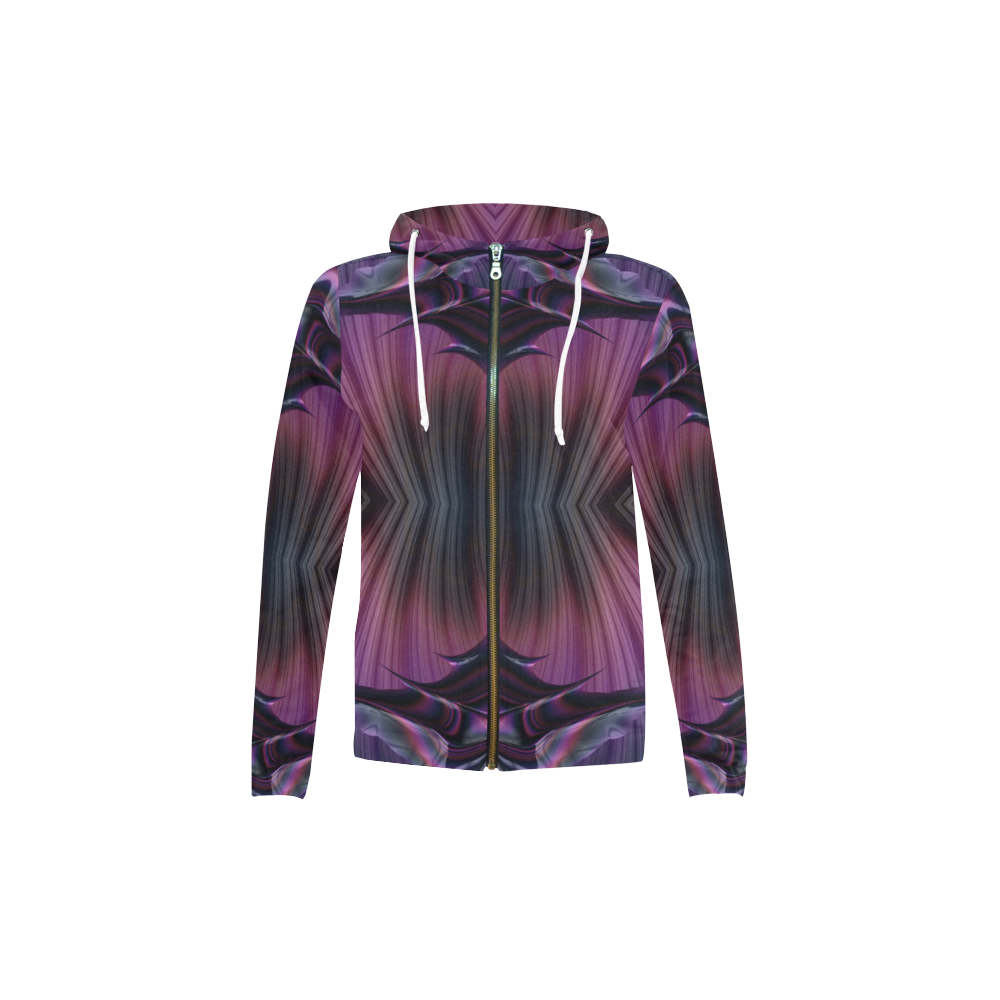 Sunset Ring of Phoenixes Fractal Abstract All Over Print Full Zip Hoodie for Kid (Model H14)