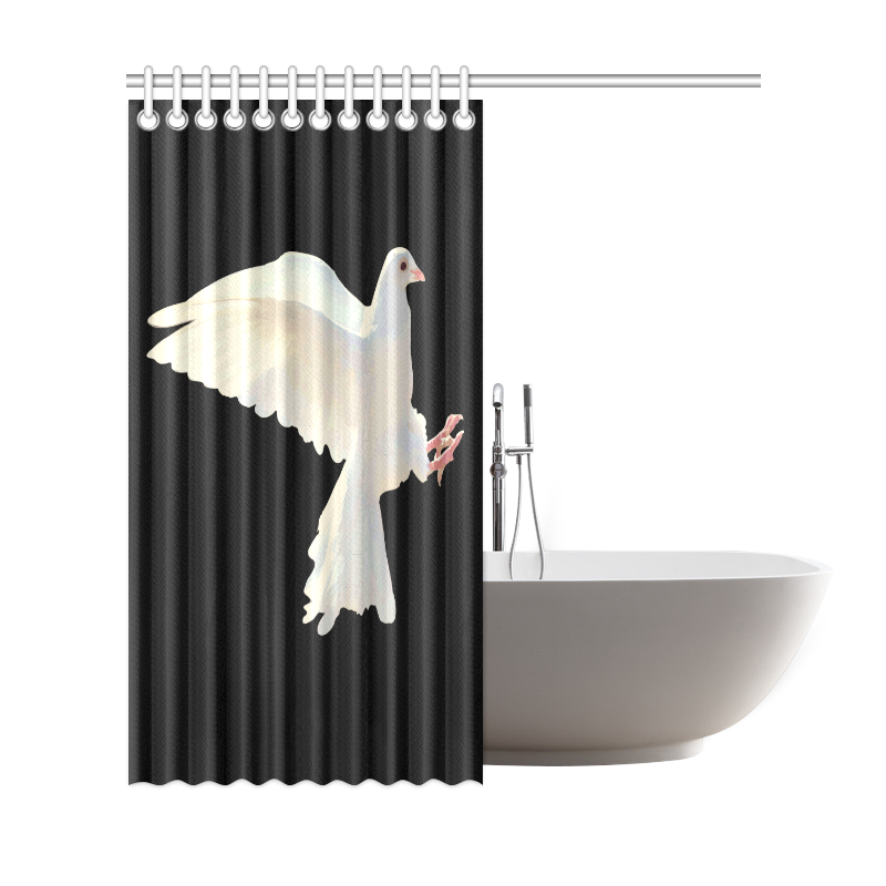 White Dove Peace Symbol Nature Bird Shower Curtain 69"x72"