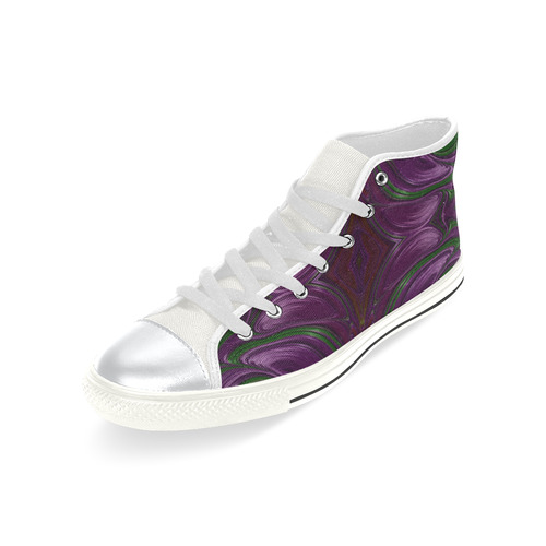 Emerald and Amethyst Jeweled Fractal Abstract High Top Canvas Women's Shoes/Large Size (Model 017)