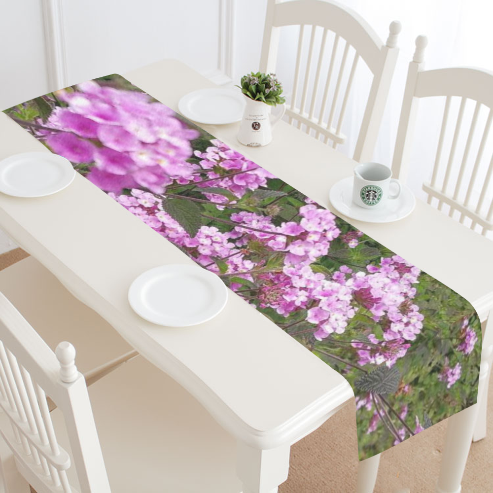 Purple flowers Table Runner 16x72 inch