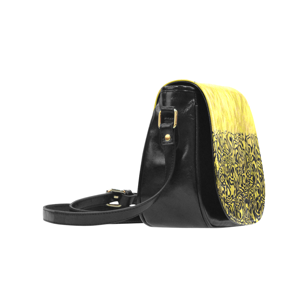 Modern PaperPrint yellow by JamColors Classic Saddle Bag/Large (Model 1648)