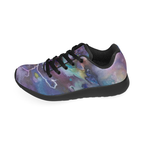 Abstract Watercolor Painting blue rose purple Women's Running Shoes/Large Size (Model 020)