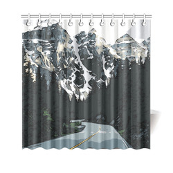 Mountain Road Canadian Rocky Mountain Landscape Shower Curtain 69"x70"