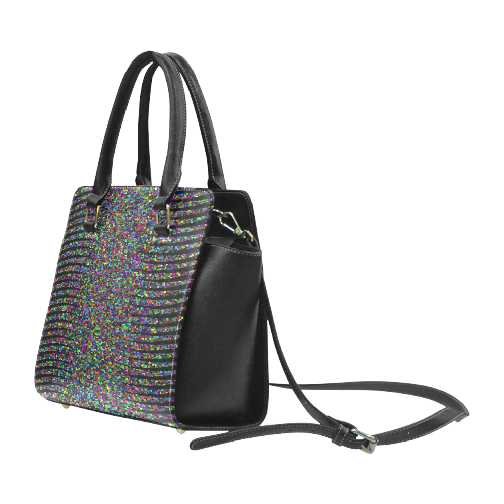 Rainbow Glitter Fantasy Rivet Shoulder Handbag (Model 1645)