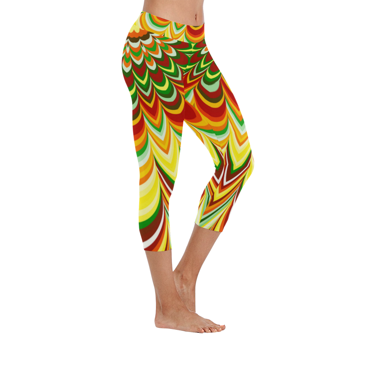 Colorful striped pattern Women's Low Rise Capri Leggings (Invisible Stitch) (Model L08)