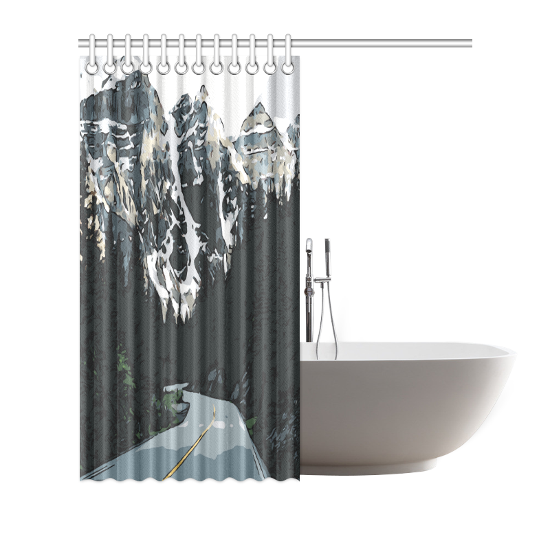 Mountain Road Canadian Rocky Mountain Landscape Shower Curtain 72"x72"