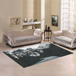 Mountain Road Canadian Rocky Mountain Landscape Area Rug7'x5'