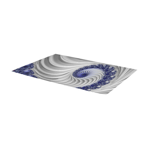 Blue Lines & Waves Abstract Fractal Art Area Rug 7'x3'3''