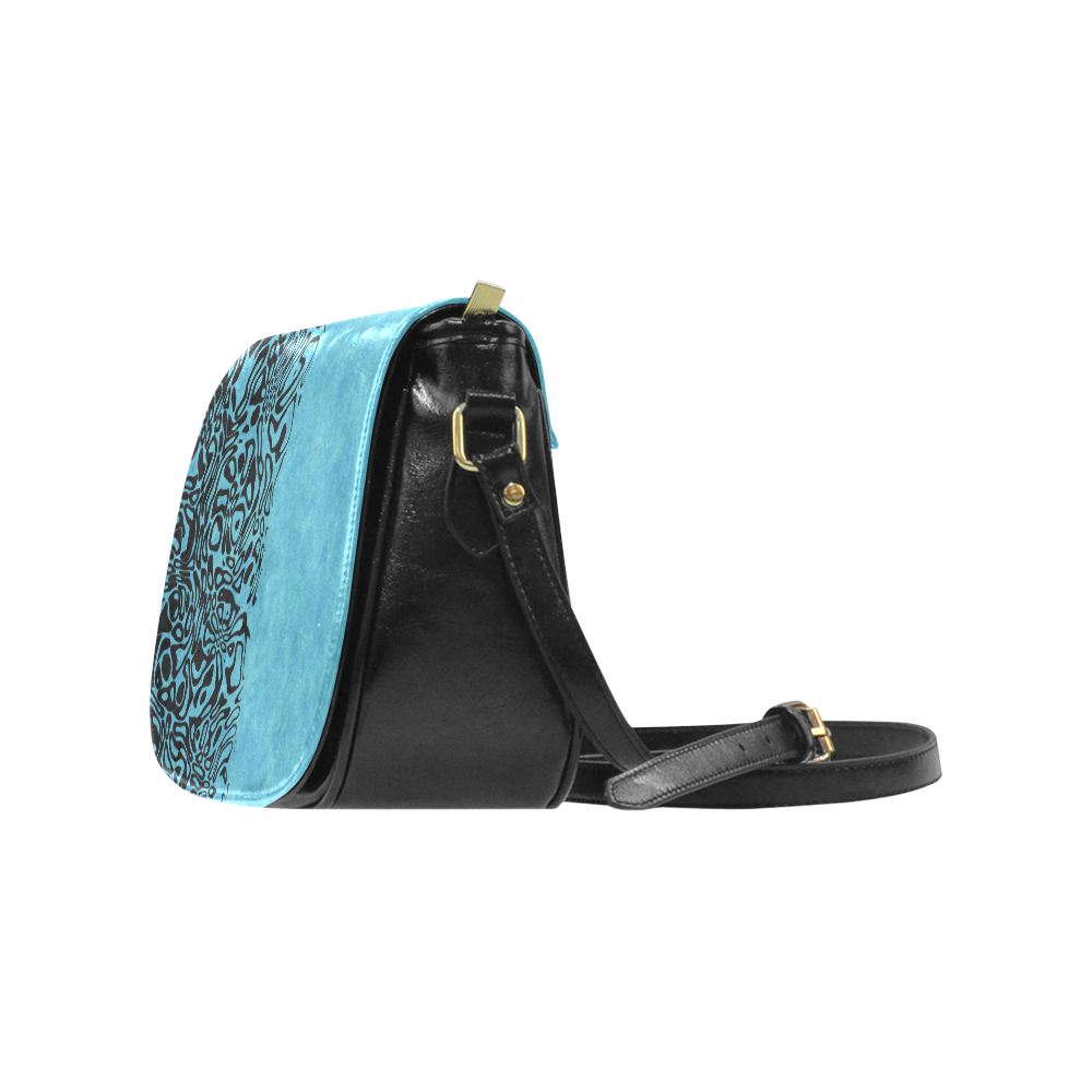 Modern PaperPrint turquoise by JamColors Classic Saddle Bag/Large (Model 1648)