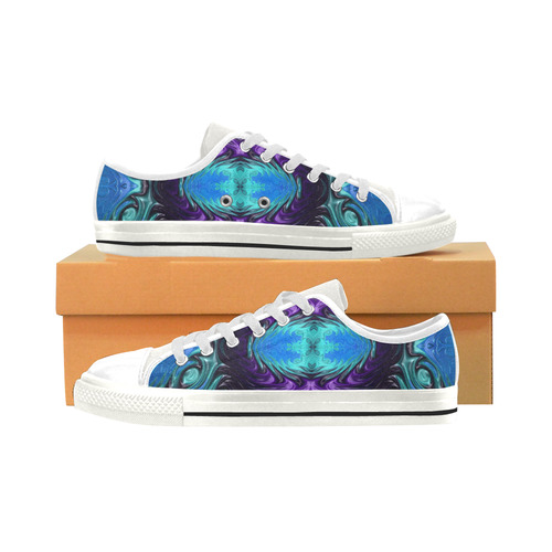 Amethyst Sapphire Turquoise Gems Fractal Abstract Low Top Canvas Shoes for Kid (Model 018)