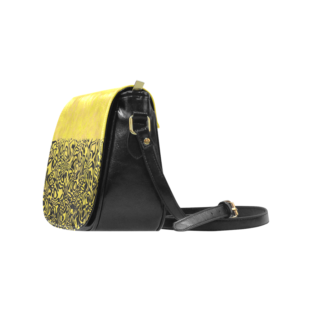 Modern PaperPrint yellow by JamColors Classic Saddle Bag/Large (Model 1648)