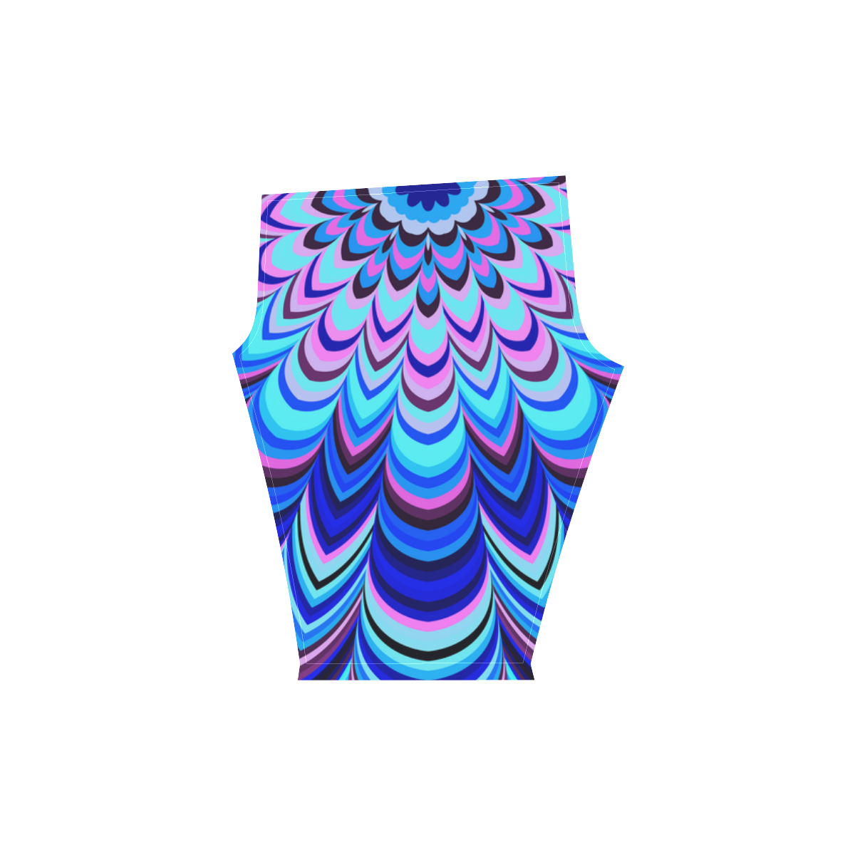 Neon blue striped pattern Women's Low Rise Capri Leggings (Invisible Stitch) (Model L08)