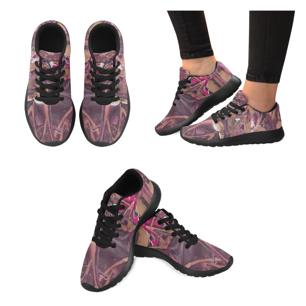 Abstract Acryl Painting plum brown pink Women's Running Shoes/Large Size (Model 020)