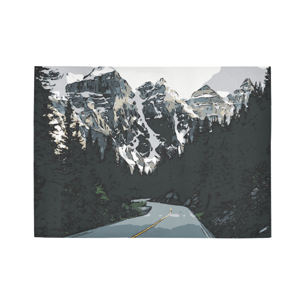 Mountain Road Canadian Rocky Mountain Landscape Area Rug7'x5'