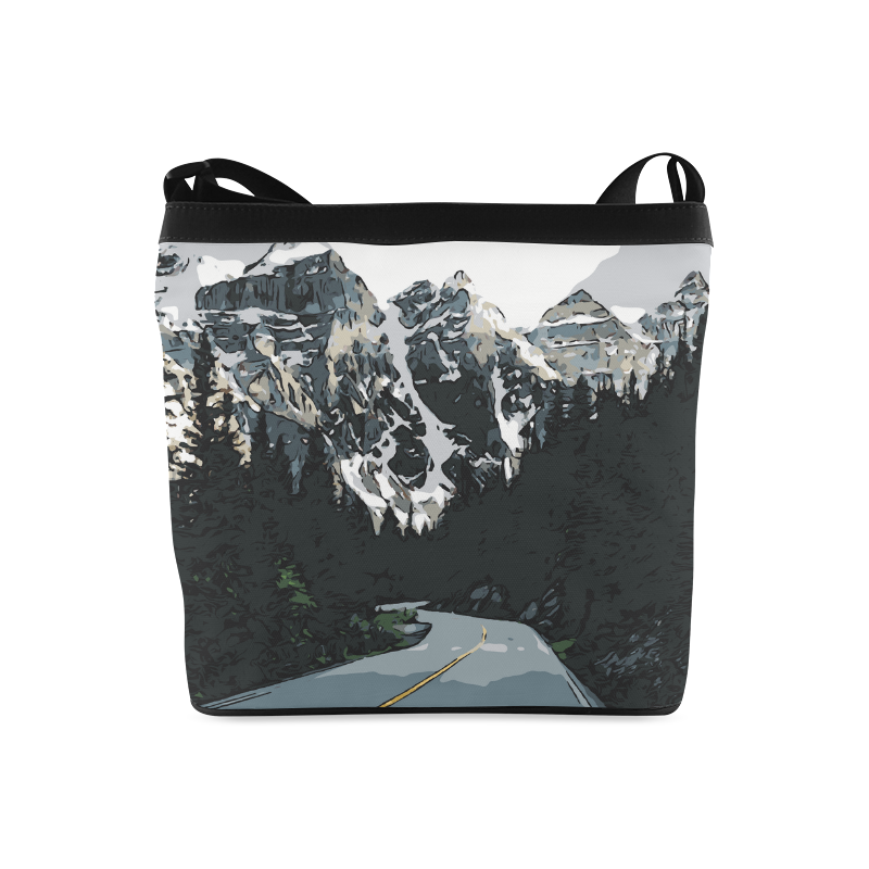 Mountain Road Canadian Rocky Mountain Landscape Crossbody Bags (Model 1613)