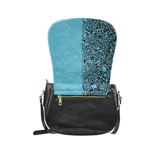 Modern PaperPrint turquoise by JamColors Classic Saddle Bag/Large (Model 1648)