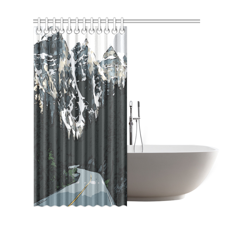 Mountain Road Canadian Rocky Mountain Landscape Shower Curtain 69"x72"