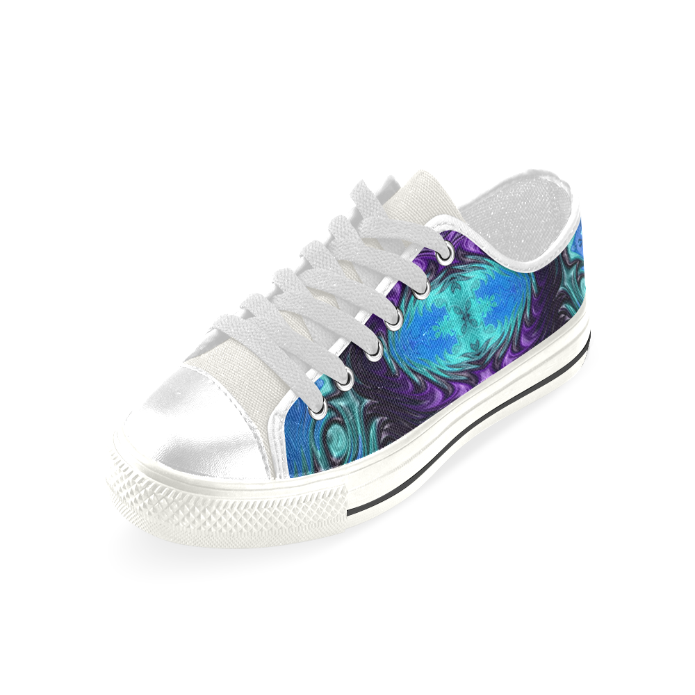 Amethyst Sapphire Turquoise Gems Fractal Abstract Low Top Canvas Shoes for Kid (Model 018)
