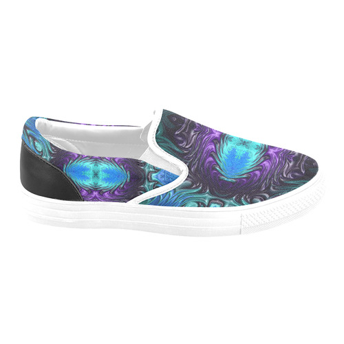 Amethyst Sapphire Turquoise Gems Fractal Abstract Women's Unusual Slip-on Canvas Shoes (Model 019)