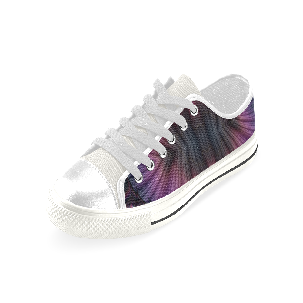 Sunset Ring of Phoenixes Fractal Abstract Low Top Canvas Shoes for Kid (Model 018)
