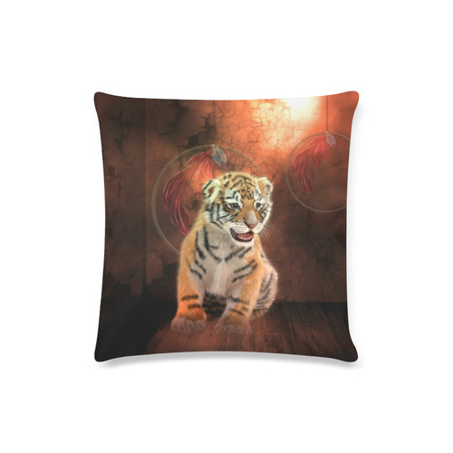 Cute little tiger Custom Zippered Pillow Case 16"x16"(Twin Sides)
