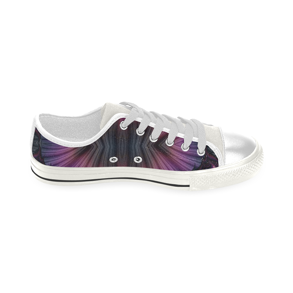Sunset Ring of Phoenixes Fractal Abstract Low Top Canvas Shoes for Kid (Model 018)