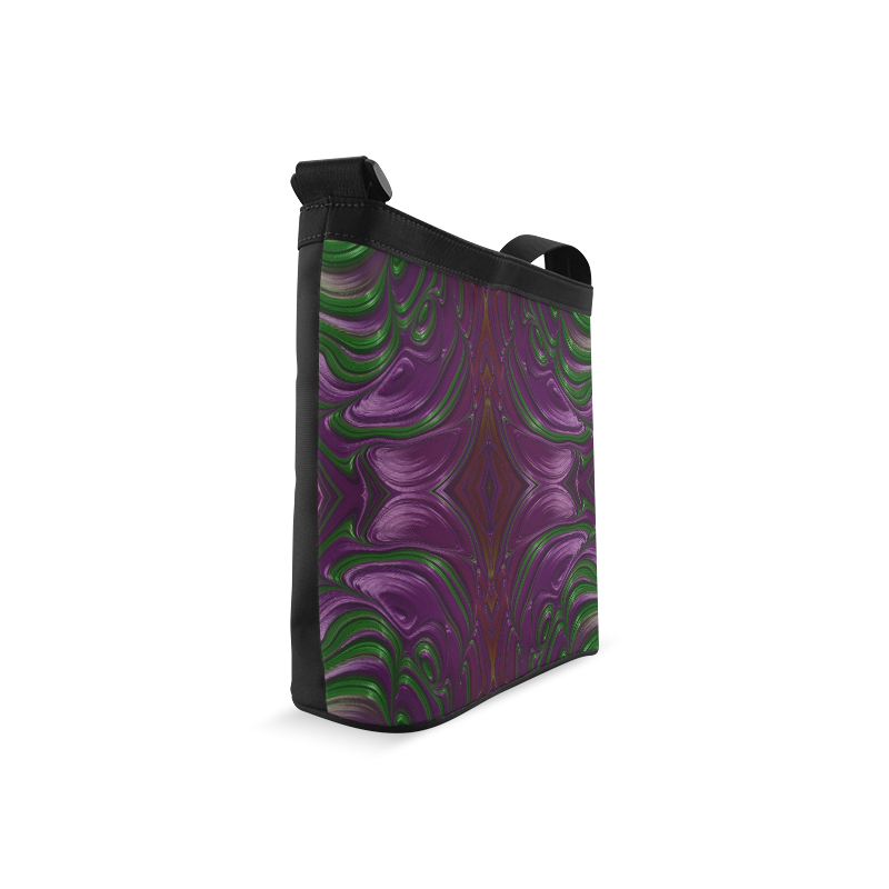 Emerald and Amethyst Jeweled Fractal Abstract Crossbody Bags (Model 1613)