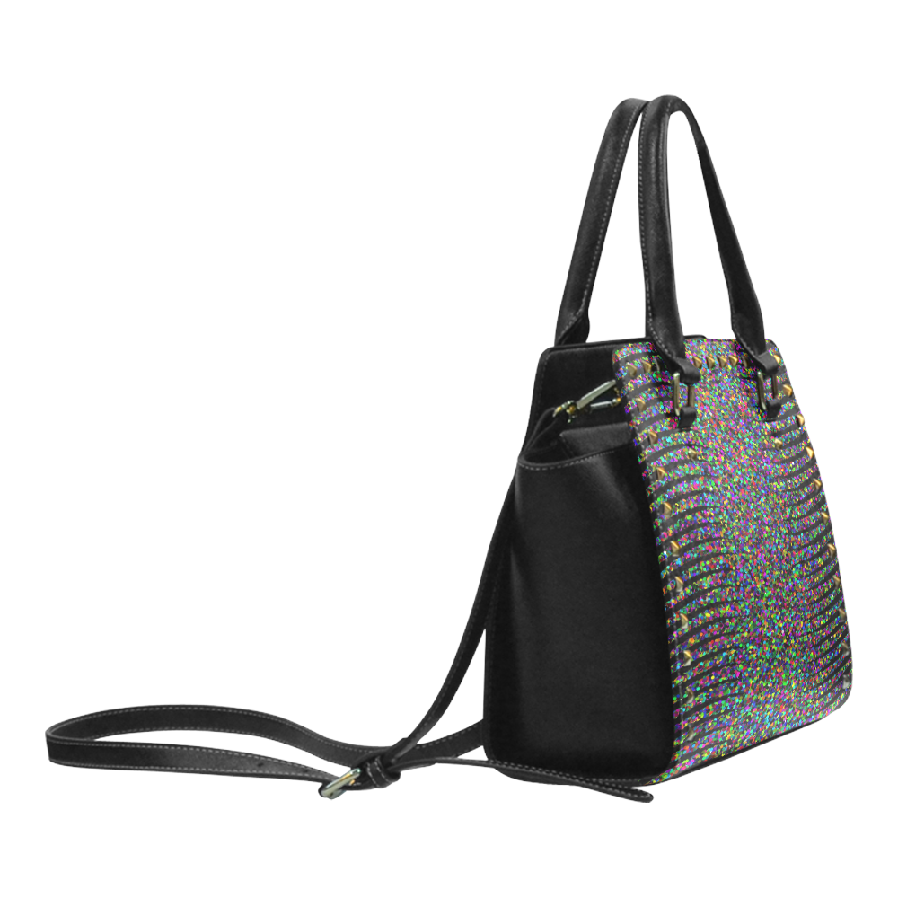 Rainbow Glitter Fantasy Rivet Shoulder Handbag (Model 1645)