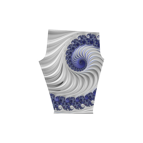 Blue Lines & Waves Abstract Fractal Art Women's Low Rise Capri Leggings (Invisible Stitch) (Model L08)