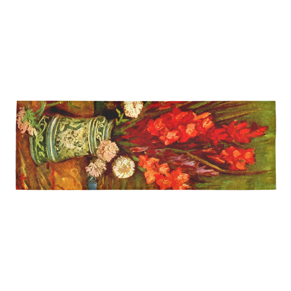 Van Gogh Red Gladioli Floral Fine Art Area Rug 9'6''x3'3''