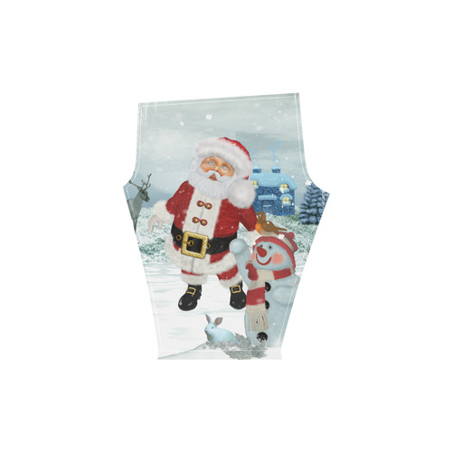 Christmas, Santa Claus with snowman Women's Low Rise Capri Leggings (Invisible Stitch) (Model L08)