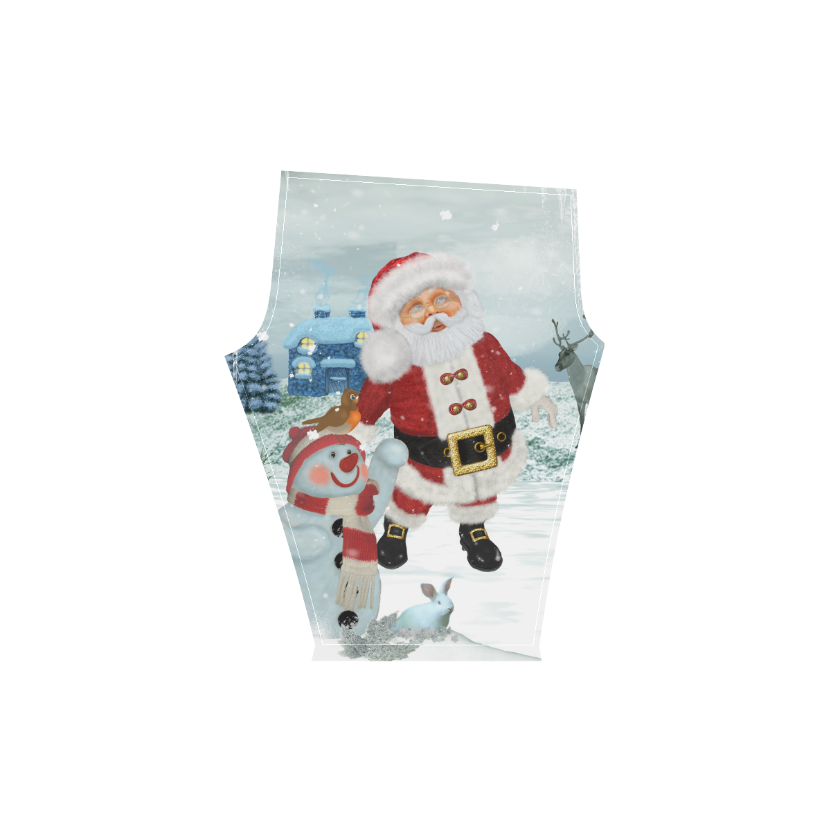 Christmas, Santa Claus with snowman Women's Low Rise Capri Leggings (Invisible Stitch) (Model L08)