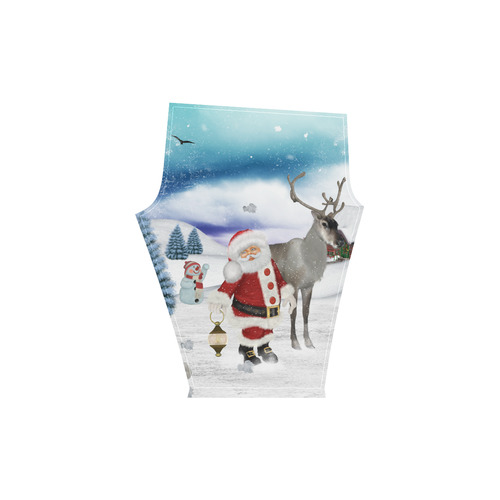 Christmas, Santa Claus with reindeer Women's Low Rise Capri Leggings (Invisible Stitch) (Model L08)