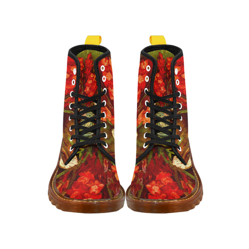 Van Gogh Red Gladioli Floral Fine Art Martin Boots For Women Model 1203H