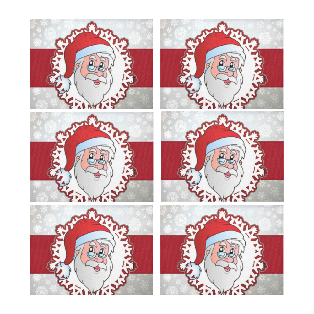santa claus-red frame by JamColors Placemat 14’’ x 19’’ (Set of 6)