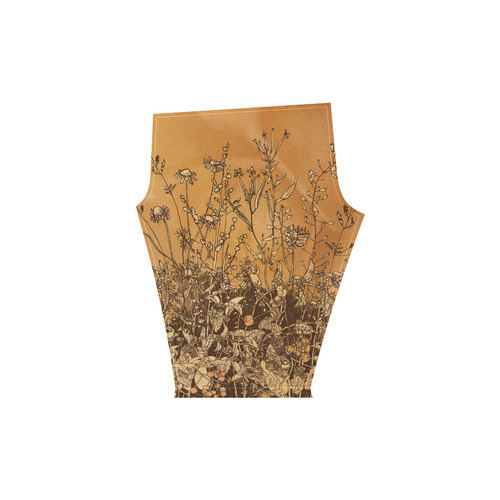 Brown flowers, vintage Women's Low Rise Capri Leggings (Invisible Stitch) (Model L08)