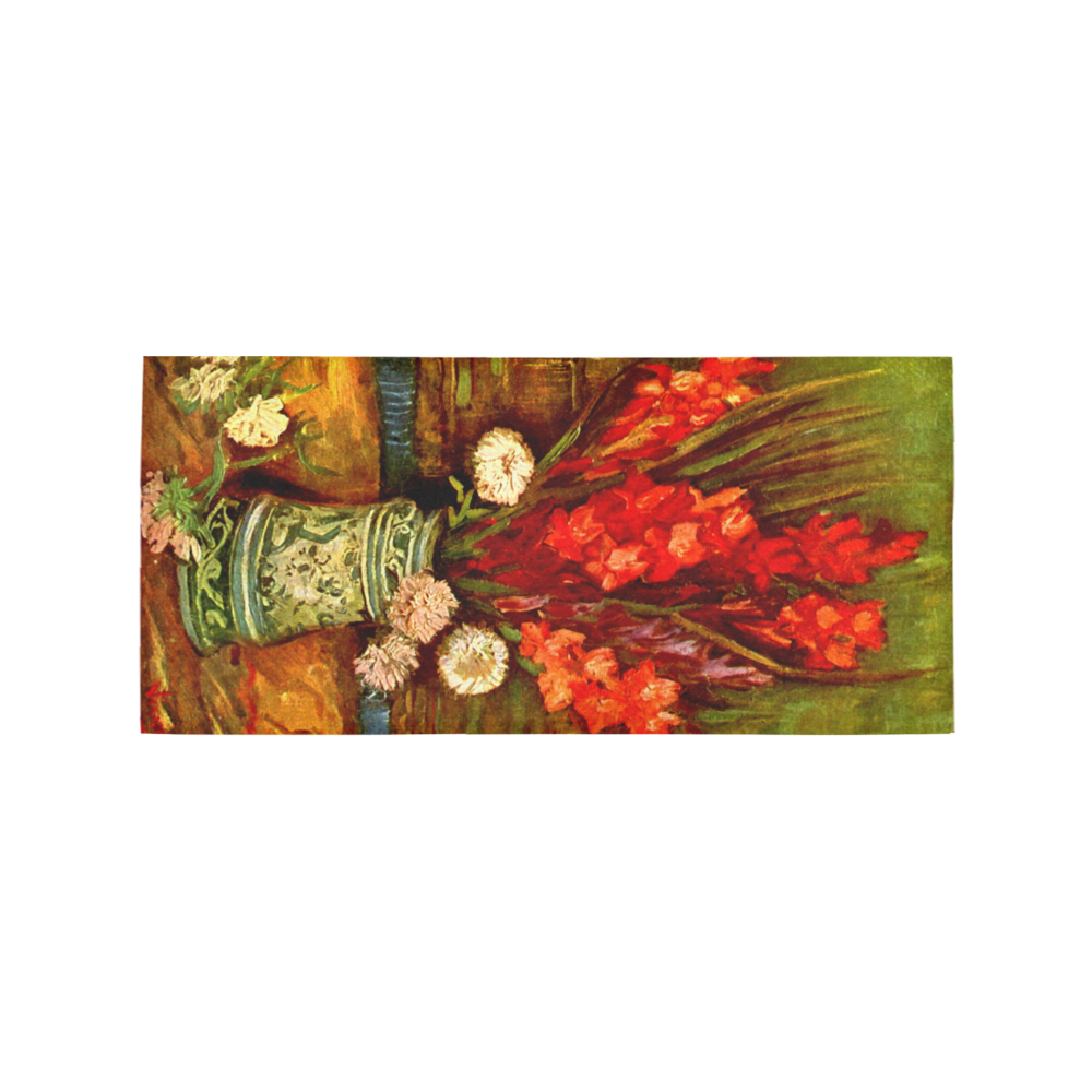 Van Gogh Red Gladioli Floral Fine Art Area Rug 7'x3'3''