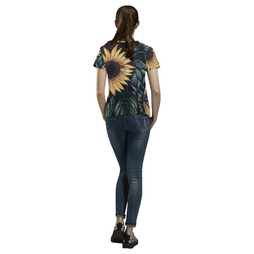 Sunflower Life All Over Print T-Shirt for Women (USA Size) (Model T40)