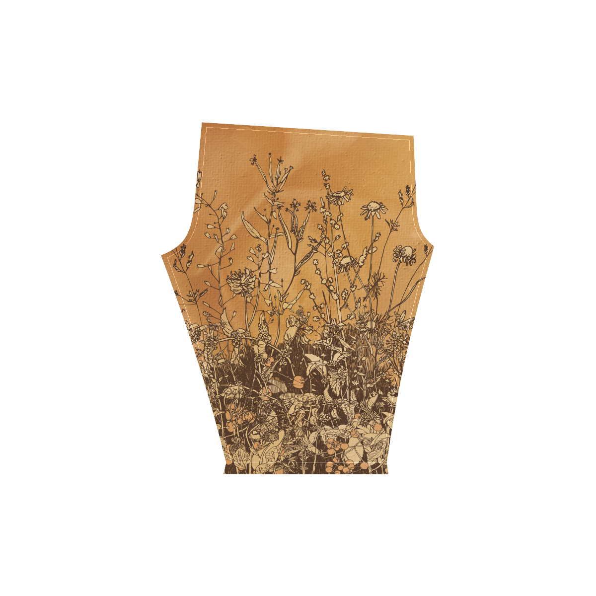 Brown flowers, vintage Women's Low Rise Capri Leggings (Invisible Stitch) (Model L08)