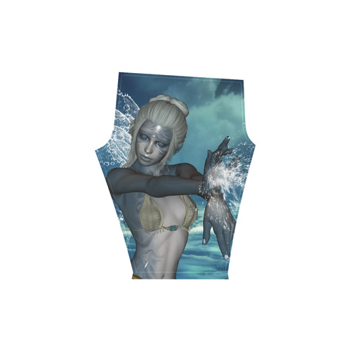 The fairy of water Women's Low Rise Capri Leggings (Invisible Stitch) (Model L08)