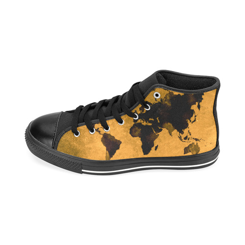 world map #world #map Men’s Classic High Top Canvas Shoes /Large Size (Model 017)