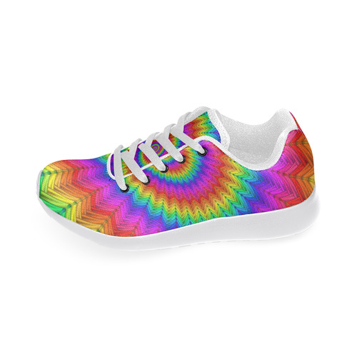 Psychedelic Rainbow Spiral Women's Running Shoes/Large Size (Model 020)