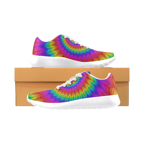 Psychedelic Rainbow Spiral Women's Running Shoes/Large Size (Model 020)